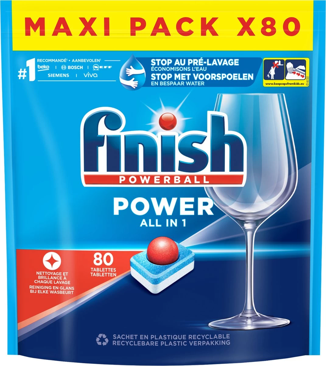 Finish Power All In One Regular Vaatwastabletten - 80 Stuks 3 Finish Power All In One Regular Vaatwastabletten - 80 Stuks