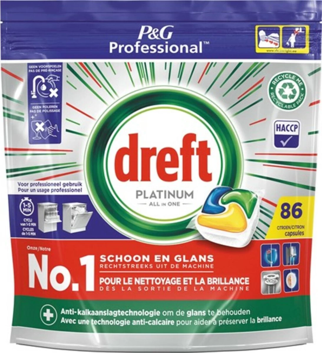 Dreft Professional Platinum Vaatwastabletten Lemon - 86 Stuks 3 Dreft Professional Platinum Vaatwastabletten Lemon - 86 Stuks