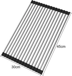 IBright Oprolbare Afdruiprek - Pannen Rooster Hittebestendig - Afdruiprooster - Pannenonderzetter - RVS Zwart 11 IBright Oprolbare Afdruiprek - Pannen Rooster Hittebestendig - Afdruiprooster - Pannenonderzetter - RVS Zwart -Afwasgereedschap Winkel 1128x1200