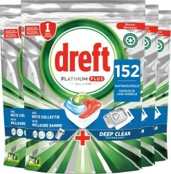 Dreft Platinum Plus All In One Vaatwastabletten - Deep Clean - Voordeelverpakking 4 X 38 Stuks