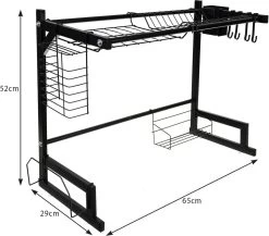Afdruiprek Droger Zwart Voor Bestek Boven De Gootsteen 65 Cm X 29 Cm X 52 Cm -Afwasgereedschap Winkel 1200x1052