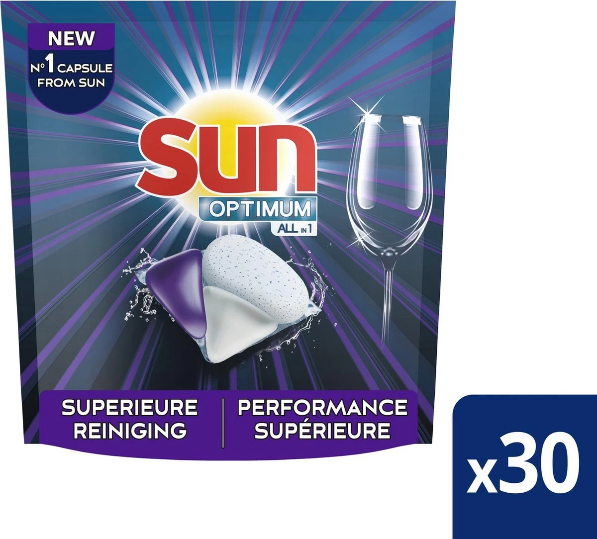SUN® Sun Optimum All-in 1 Regular Capsules - 30 Vaatwastabletten - Maandbox 5 SUN® Sun Optimum All-in 1 Regular Capsules - 30 Vaatwastabletten - Maandbox - Afbeelding 3