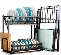 Doogo® Afdruiprek Met Lekbak 2 Laags – Inklapbaar - Muur Hangen Mogelijke - Afwasrek – Met 2 Lekbakken – Extra Accessories Voor Servies En Snijplanken - RVS 17 Doogo® Afdruiprek Met Lekbak 2 Laags – Inklapbaar - Muur Hangen Mogelijke - Afwasrek – Met 2 Lekbakken – Extra Accessories Voor Servies En Snijplanken - RVS -Afwasgereedschap Winkel 1200x1095