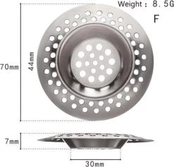 Merkloos Korfplug - 1 Stuk - RVS Afvoerstop - Afvoerzeef - Gootsteenzeef - Afvoerplug - Zeefje - Keuken - Korfzeef - Zeefje Voor In De Spoelbak - Keuken - Luxe Afvoerstop - Gootsteenstop - Zeef Voor Gootsteen - Plug