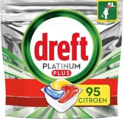 Dreft Platinum Plus All In One Lemon - 95 Stuks - Voordeelverpakking - Vaatwastabletten