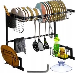 Afdruiprek Droger Zwart Voor Bestek Boven De Gootsteen 65 Cm X 29 Cm X 52 Cm -Afwasgereedschap Winkel 1200x1167 1