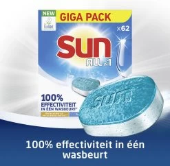 SUN® Sun All-in 1 Normaal Vaatwastabletten - 62 Tabletten - Voordeelverpakking 13 SUN® Sun All-in 1 Normaal Vaatwastabletten - 62 Tabletten - Voordeelverpakking -Afwasgereedschap Winkel 1200x1176 5