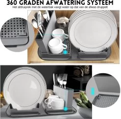 Afdruiprek Met Lekbak - Inclusief Afdruipmat - Opvouwbaar - Afwasrek Met Uitneembare Bestekhouder - Voor Bestek, Borden, Pannen En Schalen 11 Afdruiprek Met Lekbak - Inclusief Afdruipmat - Opvouwbaar - Afwasrek Met Uitneembare Bestekhouder - Voor Bestek, Borden, Pannen En Schalen -Afwasgereedschap Winkel 1200x1176 6