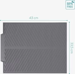 Navaris Siliconen Droogmat Met Afvoer - Aanrecht Droogmat Voor Afwas, Borden, Bestek, Glazen - Grijs -Afwasgereedschap Winkel 1200x1184