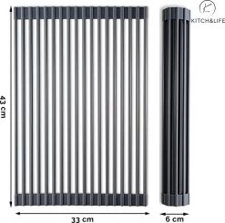 Kitch&Life Afdruiprek Oprolbaar - Mat Zwart - Pannenonderzetter - Afdruipmat - Keukenrek 3-in-1 -Afwasgereedschap Winkel 1200x1185