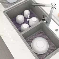 BODO Gootsteenmat Siliconen Donker Grijs - 30.5 X 30.5 Cm - Keuken Accessoires - Gootsteen Beschermer - Onderzetters Siliconen - Anti Kras - Gootsteen Accessoires -Afwasgereedschap Winkel 1200x1200 306