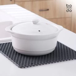 BODO Gootsteenmat Siliconen Donker Grijs - 30.5 X 30.5 Cm - Keuken Accessoires - Gootsteen Beschermer - Onderzetters Siliconen - Anti Kras - Gootsteen Accessoires -Afwasgereedschap Winkel 1200x1200 309