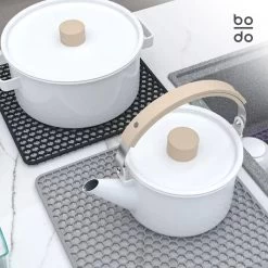 BODO Gootsteenmat Siliconen Donker Grijs - 30.5 X 30.5 Cm - Keuken Accessoires - Gootsteen Beschermer - Onderzetters Siliconen - Anti Kras - Gootsteen Accessoires -Afwasgereedschap Winkel 1200x1200 310