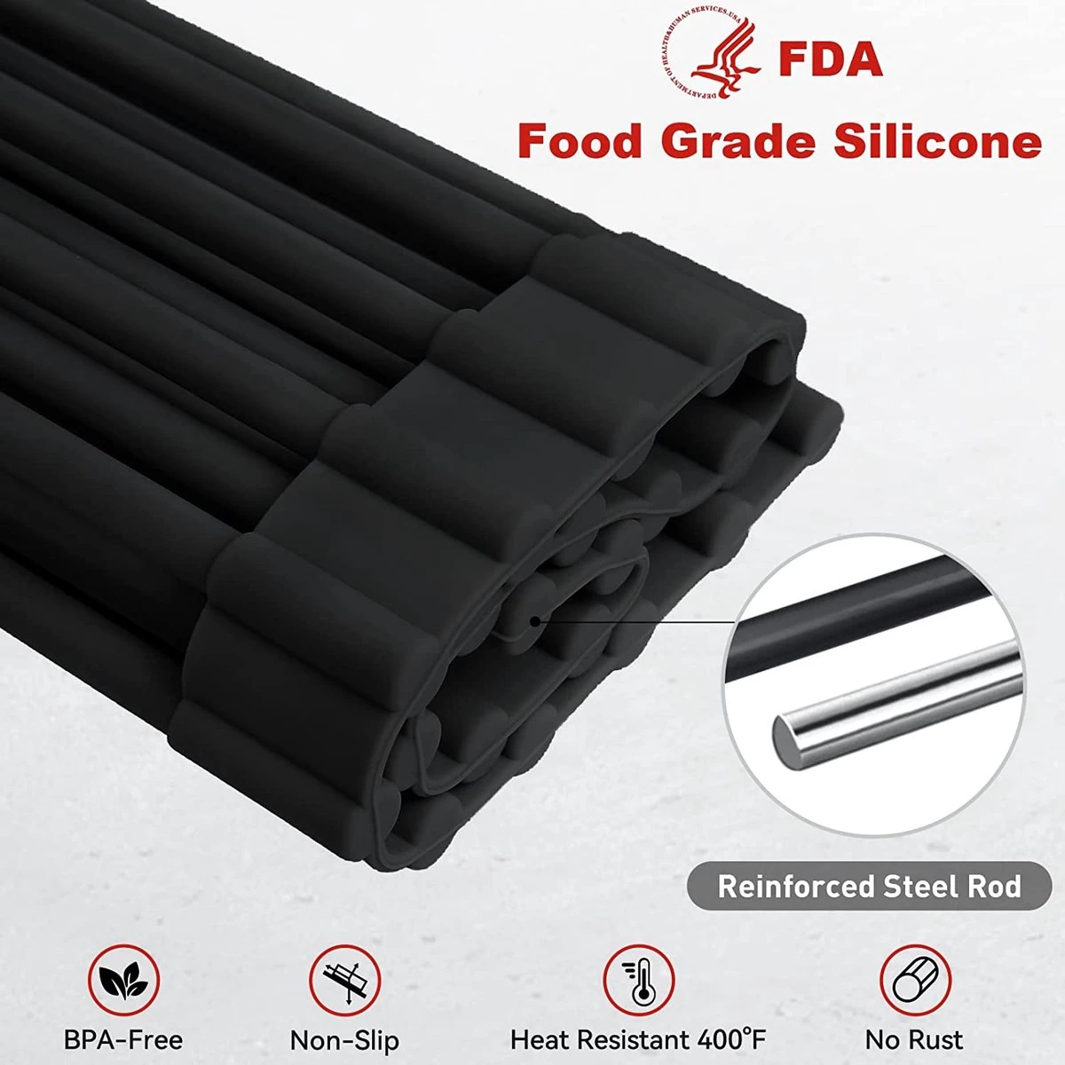 BOTC Afdruiprek - Verstelbaar - Afdruipmat Voor Afwas - Pannenonderzetter - Opvouwbaar 5 BOTC Afdruiprek - Verstelbaar - Afdruipmat Voor Afwas - Pannenonderzetter - Opvouwbaar - Afbeelding 3