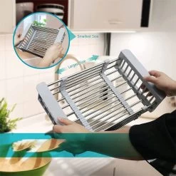 IBright Verstelbare Keukenrek - Gootsteen Mand - Afdruiprek – Vergiet – Verstelbaar In Lengte - Uitschuifbaar - RVS Grijs -Afwasgereedschap Winkel 1200x1200 357