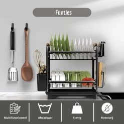 Afdruiprek - Zwart/ Met Flexibele Water Afvoer/ Borden, Pannen Bestek/ RVS/ Lichtgewicht/ Lekbak/ Luxe Uitvoering 13 Afdruiprek - Zwart/ Met Flexibele Water Afvoer/ Borden, Pannen Bestek/ RVS/ Lichtgewicht/ Lekbak/ Luxe Uitvoering -Afwasgereedschap Winkel 1200x1200 373