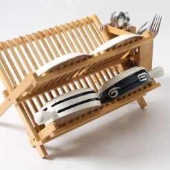 Merkloos Decopatent® Afdruiprek Voor Afwas - Bamboe - Hout - Inklapbaar Afdruiprek - Afwasrekje Inclusief Bestekhouder - Afwas Druiprek -Afwasgereedschap Winkel 1200x1200 390