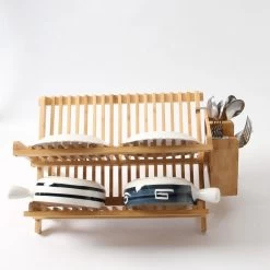 Merkloos Decopatent® Afdruiprek Voor Afwas - Bamboe - Hout - Inklapbaar Afdruiprek - Afwasrekje Inclusief Bestekhouder - Afwas Druiprek -Afwasgereedschap Winkel 1200x1200 391