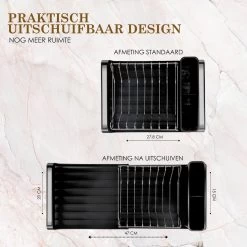 MIRI Afdruiprek – Afwasrek – Uitschuifbaar – Met Lekbak In Gootsteen – Afwas – Roestvrij Staal – Zwart -Afwasgereedschap Winkel 1200x1200 399