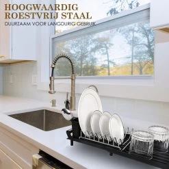 MIRI Afdruiprek – Afwasrek – Uitschuifbaar – Met Lekbak In Gootsteen – Afwas – Roestvrij Staal – Zwart -Afwasgereedschap Winkel 1200x1200 400