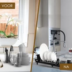 MIRI Afdruiprek – Afwasrek – Uitschuifbaar – Met Lekbak In Gootsteen – Afwas – Roestvrij Staal – Zwart -Afwasgereedschap Winkel 1200x1200 401