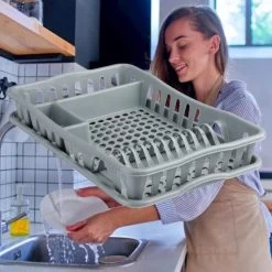 Merkloos Decopatent® Afdruiprek Voor Afwas - Afdruiprekje Met Lekbak - Kunststof Afdruipmat - Afwassen Borden & Bestek - 32.5x49x9 - Grijs -Afwasgereedschap Winkel 1200x1200 414