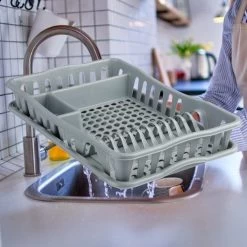 Merkloos Decopatent® Afdruiprek Voor Afwas - Afdruiprekje Met Lekbak - Kunststof Afdruipmat - Afwassen Borden & Bestek - 32.5x49x9 - Grijs -Afwasgereedschap Winkel 1200x1200 415