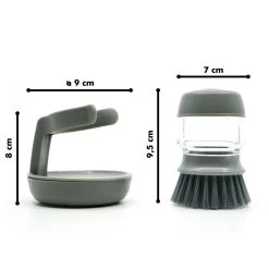 In Round Afwasborstel Met Zeepdispenser / Zeepreservoir – Inclusief Houder – Grijs – Afwas Borstel – Zeep Handborstel – Doseerpomp – Afwasmiddel Dispenser – Navulbaar -Afwasgereedschap Winkel 1200x1200 530