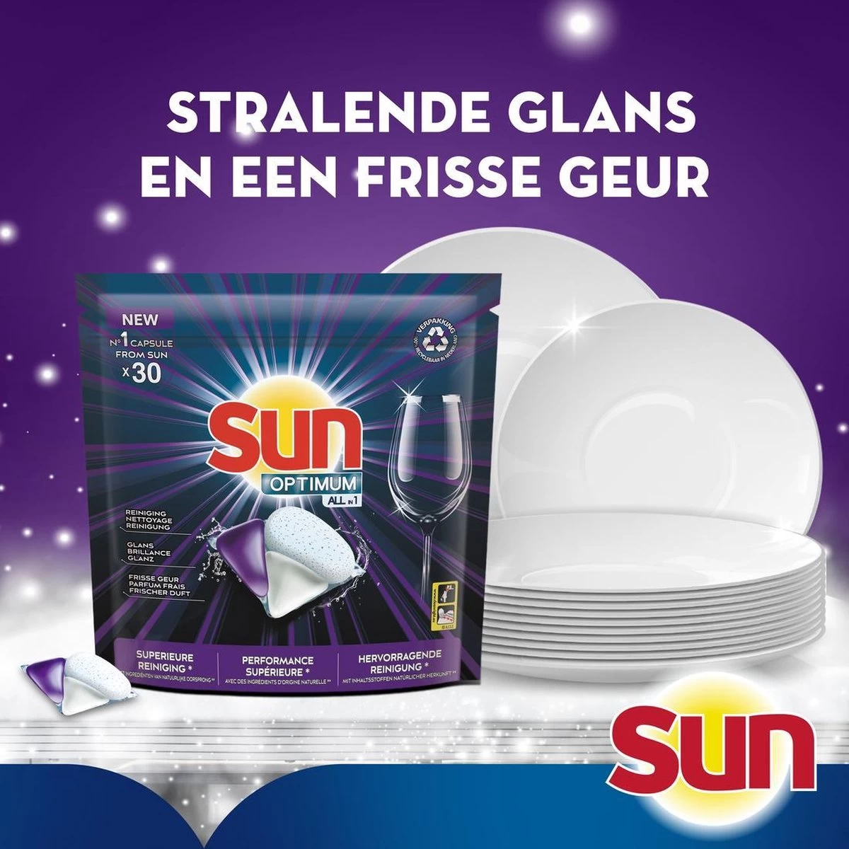 SUN® Sun Optimum All-in 1 Regular Capsules - 30 Vaatwastabletten - Maandbox 7 SUN® Sun Optimum All-in 1 Regular Capsules - 30 Vaatwastabletten - Maandbox - Afbeelding 5