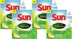 SUN® Sun All-In-1 Powered By Nature Eco Vaatwastabletten - 4 X 20 Tabletten - Voordeelverpakking