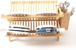 Merkloos Decopatent® Afdruiprek Voor Afwas - Bamboe - Hout - Inklapbaar Afdruiprek - Afwasrekje Inclusief Bestekhouder - Afwas Druiprek -Afwasgereedschap Winkel 1200x789