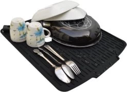 HOMYHON Afdruipmat -Afdruipmat Siliconen -Pannenonderzetter- Antislip -Hittebestendig - Aanrecht Mat -Siliconen Mat - 40 X 46 Cm - Zwart -Afwasgereedschap Winkel 1200x876