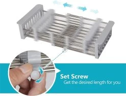 IBright Verstelbare Keukenrek - Gootsteen Mand - Afdruiprek – Vergiet – Verstelbaar In Lengte - Uitschuifbaar - RVS Grijs -Afwasgereedschap Winkel 1200x925