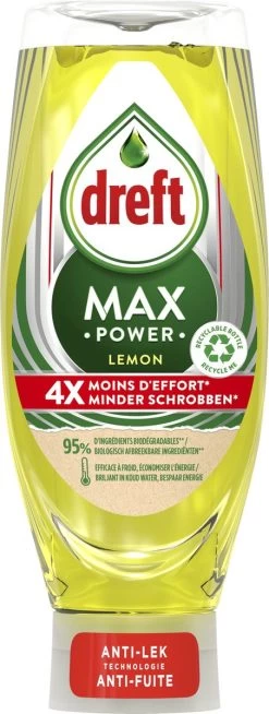 Dreft MaxPower - Lemon - Vloeibaar Afwasmiddel - Voordeelverpakking 8 X 640 Ml -Afwasgereedschap Winkel 453x1200