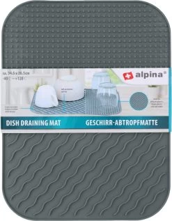 Alpina Afdruipmat - Droogmat - Siliconen - 26,5x34,5 Cm - Grijs -Afwasgereedschap Winkel 935x1200